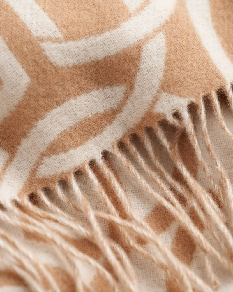 Patterned Wool Scarf - Caramel Beige