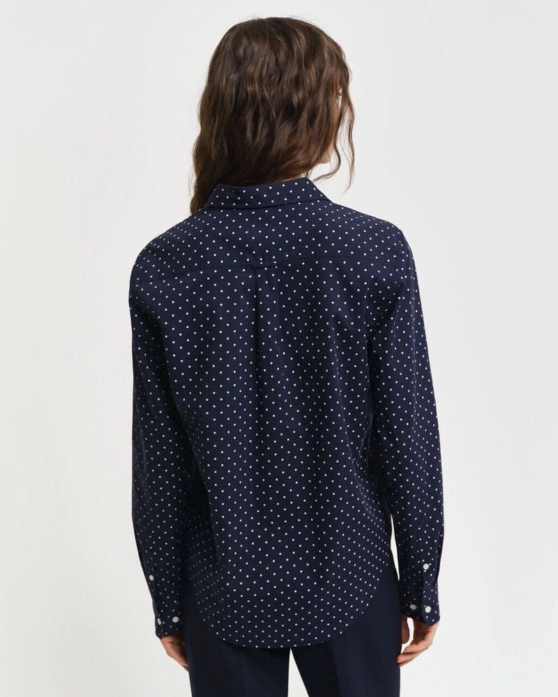 Regular Fit Dot Print Voile Shirt - Evening Blue