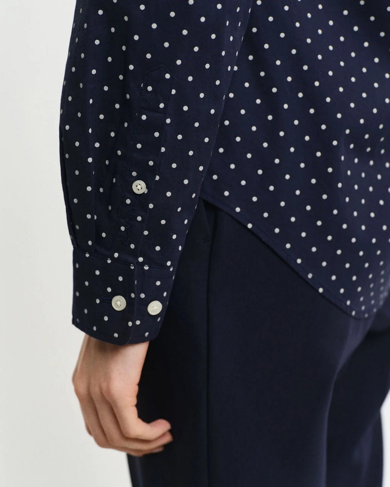 Regular Fit Dot Print Voile Shirt - Evening Blue