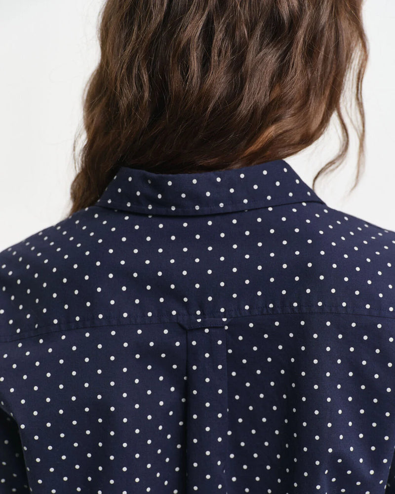 Regular Fit Dot Print Voile Shirt - Evening Blue