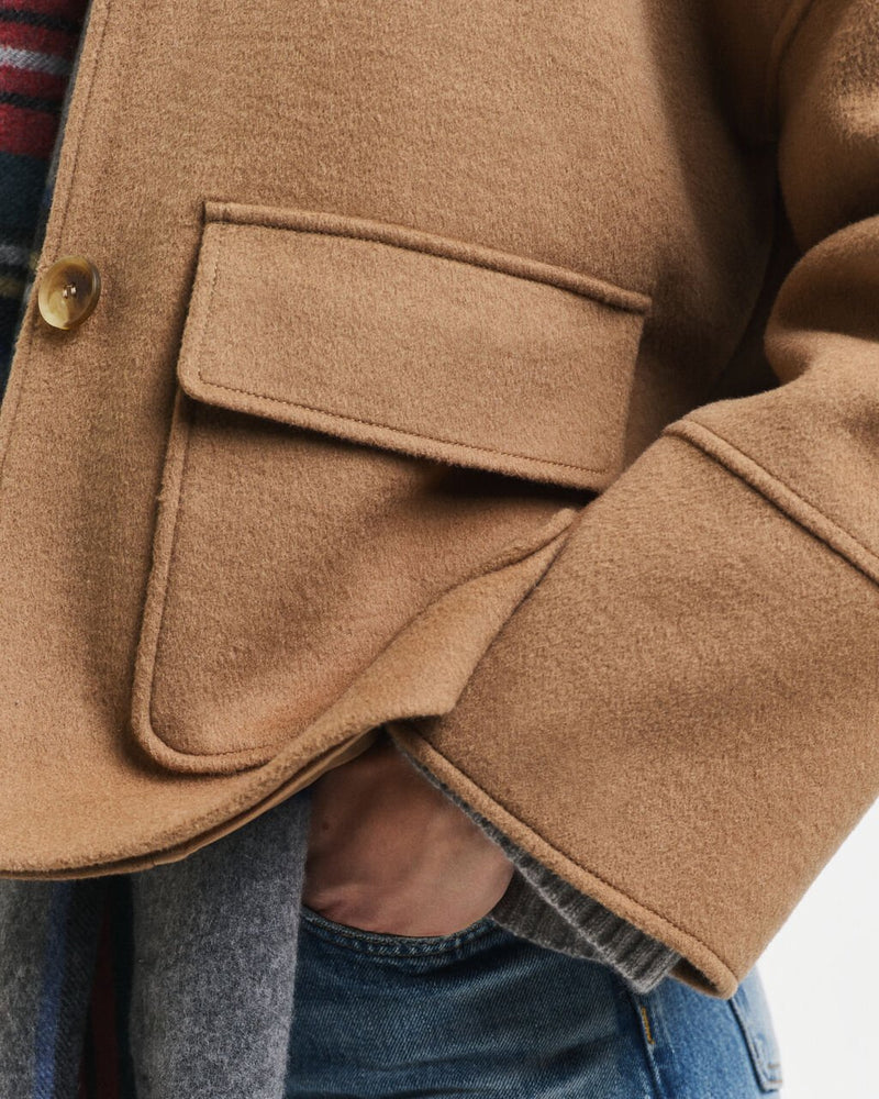 Cropped Wool Jacket - Warm Khaki