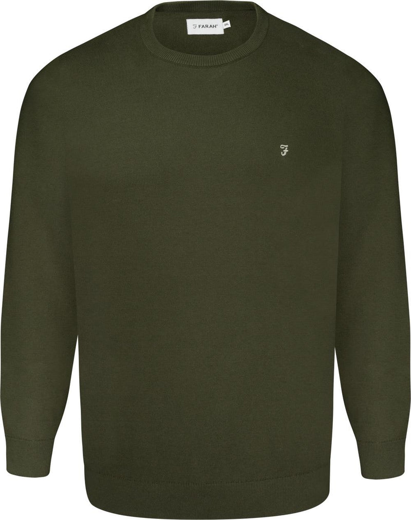 Ludlow Round Neck Jumper - Dark Olive