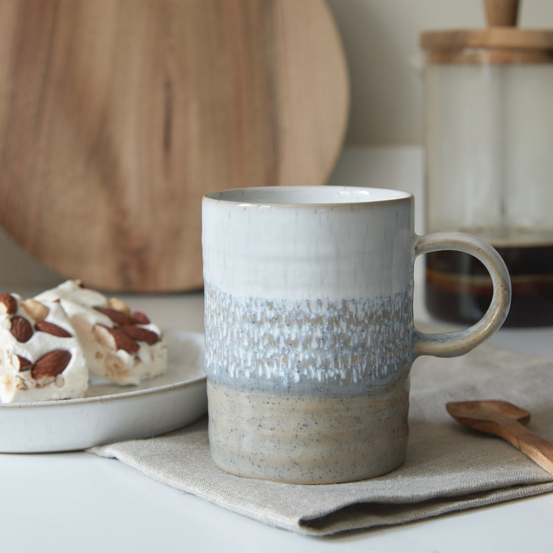 Kiln Accents Set of 2 Ridge Mugs Taupe & Slate