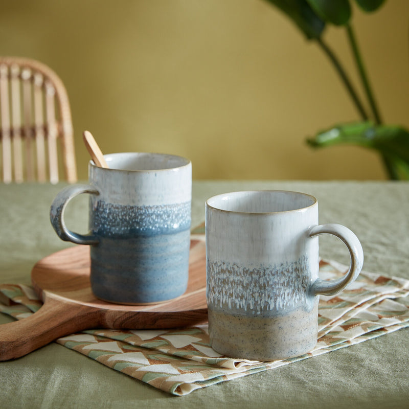 Kiln Accents Set of 2 Ridge Mugs Taupe & Slate