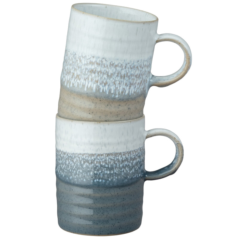 Kiln Accents Set of 2 Ridge Mugs Taupe & Slate