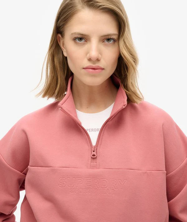 SportTech Relaxed 1/2 Zip Sweat - Withered Rose