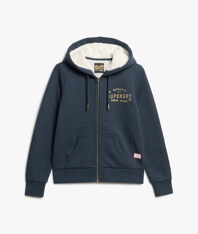 Luxe Metallic Logo Ziphood - Trench Navy Marl