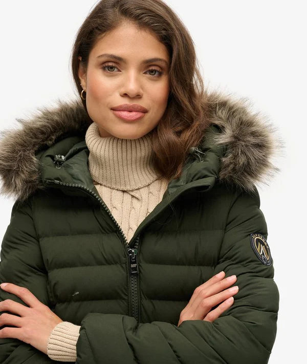 Fuji Faux Fur Hood Jacket - Surplus Goods Olive Green