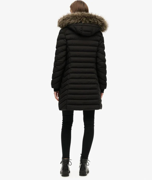 Fuji Faux Fur Hood Jacket - Black