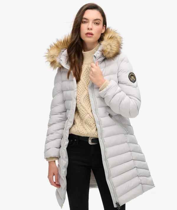 Fuji Faux Fur Hood Jacket - Moonlight Grey