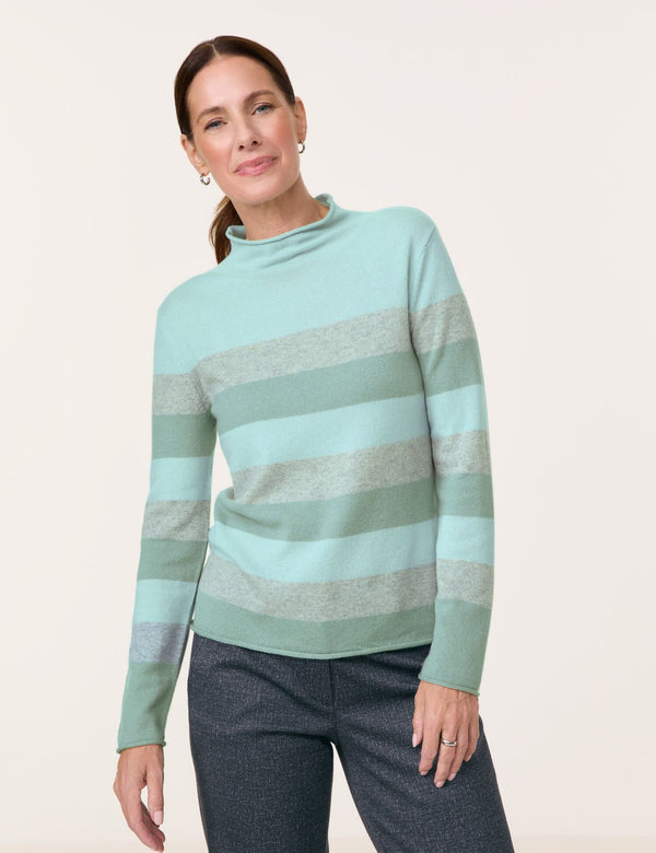 Animal Attention High Neck Jumper - Mint/hazy Mint