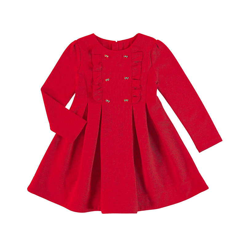 Ruffle Knit Dress - Carmine Red