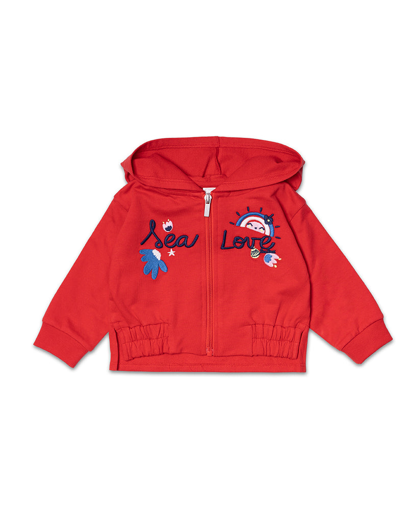 Plush Hooded Sweatshirt - Red