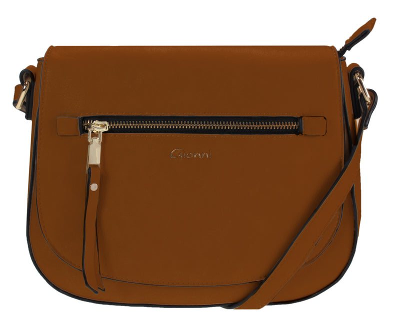 Lille Front Zip Saddle Bag - Tan