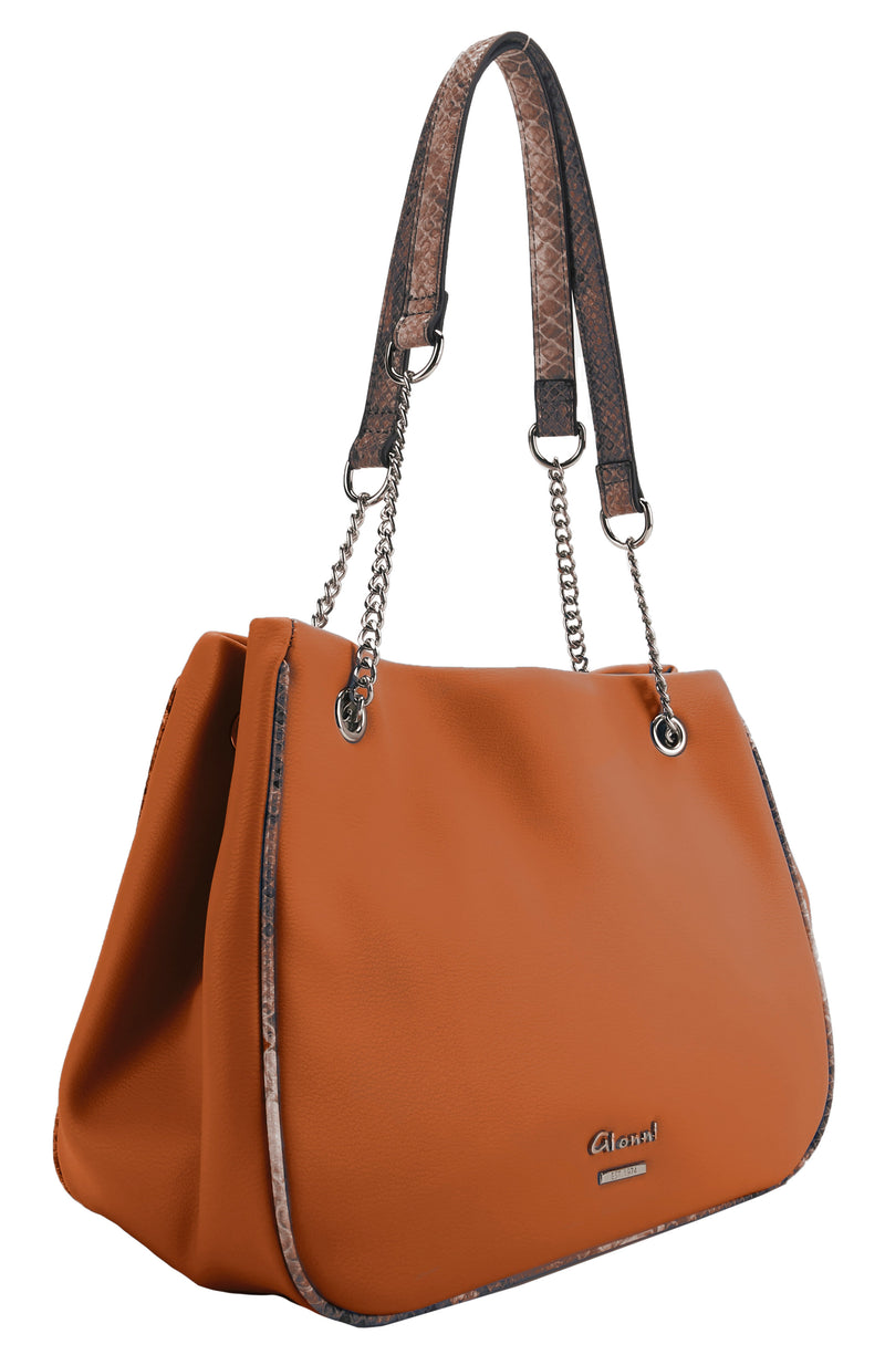 Edan Double Chain Handle Medium Bag - Tan