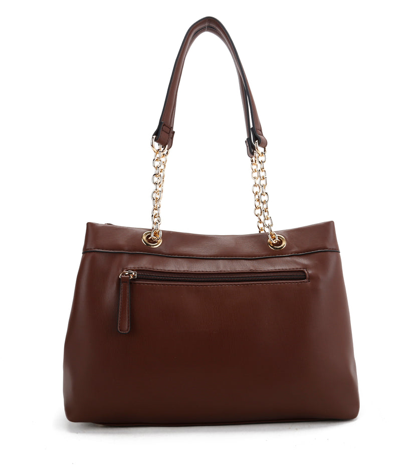 Double Soft Top Shoulder Bag - Brown