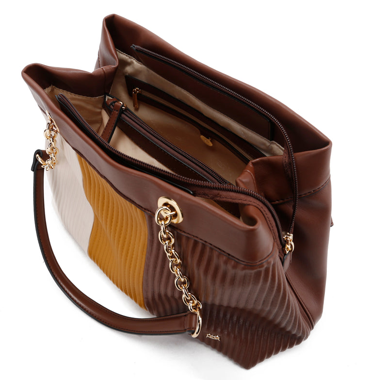 Double Soft Top Shoulder Bag - Brown