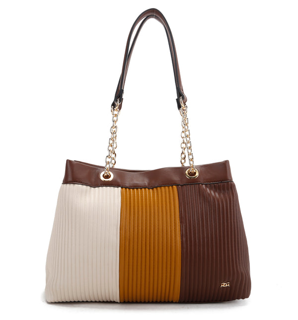 Double Soft Top Shoulder Bag - Brown