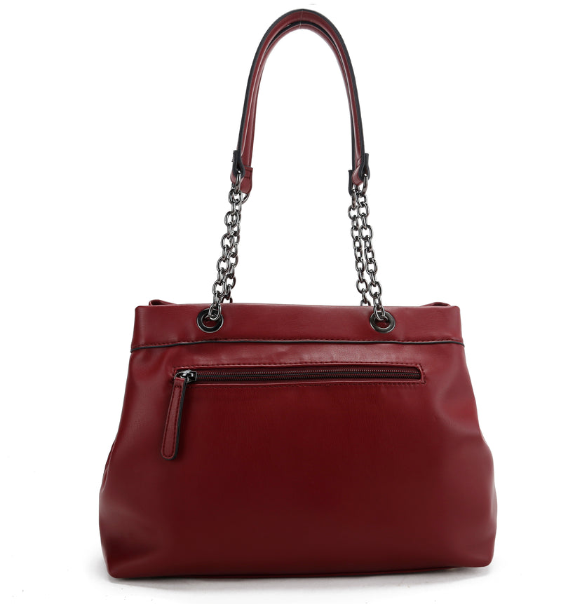 Double Soft Top Shoulder Bag - Burgundy