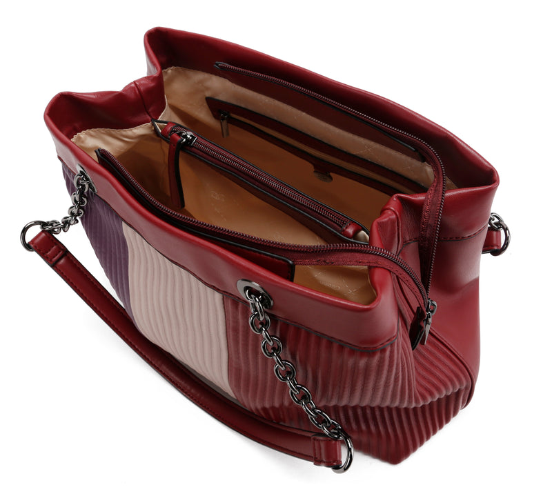 Double Soft Top Shoulder Bag - Burgundy