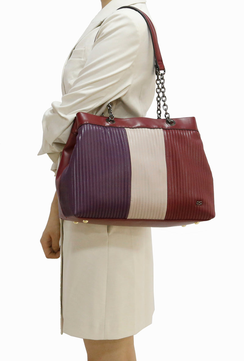 Double Soft Top Shoulder Bag - Burgundy