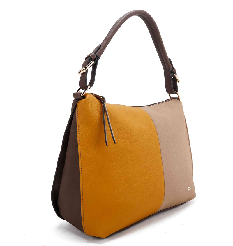 Soft Hobo Shoulder Bag - Brown Mustard