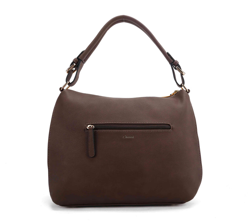 Soft Hobo Shoulder Bag - Brown Mustard