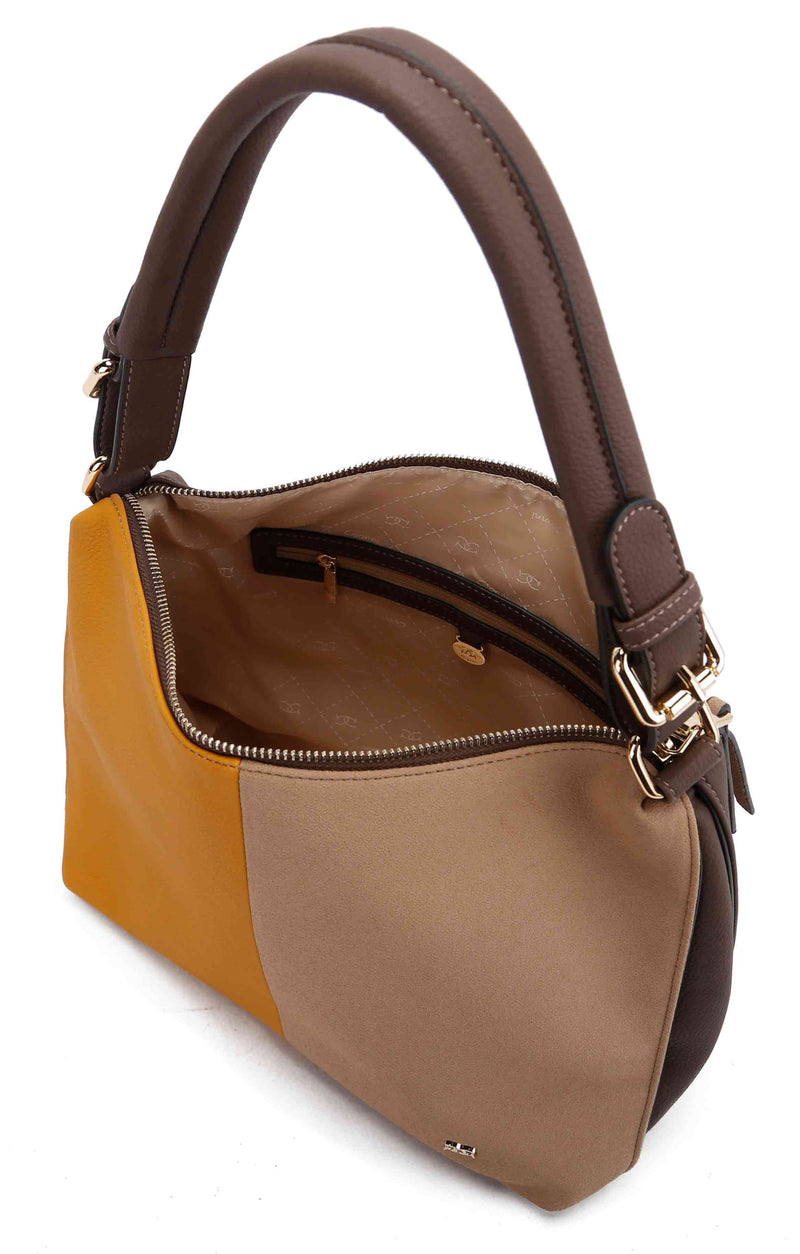 Soft Hobo Shoulder Bag - Brown Mustard