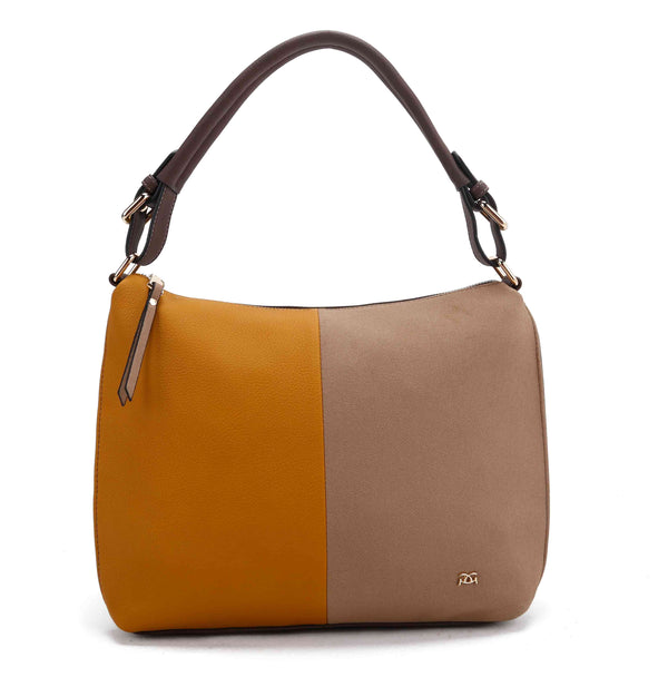 Soft Hobo Shoulder Bag - Brown Mustard