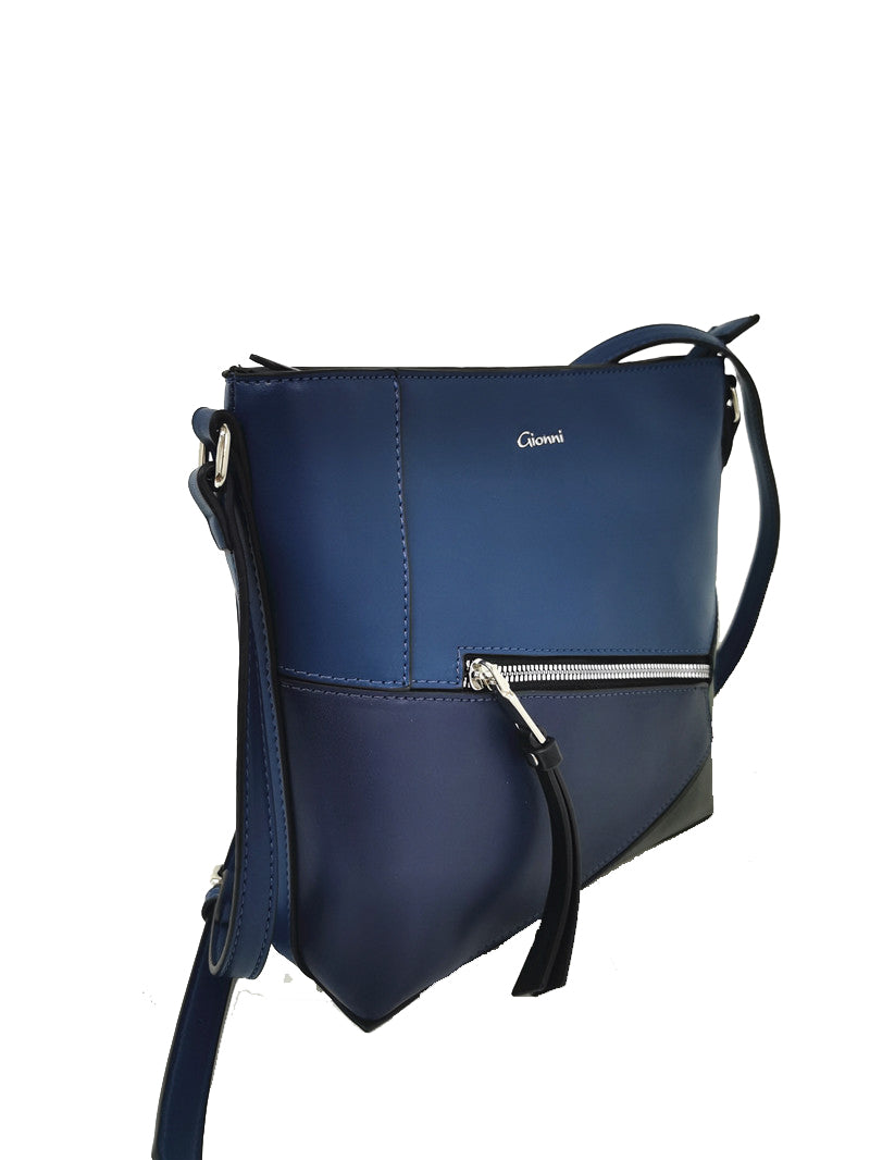 Front Zip Crossbody Bag - Navy