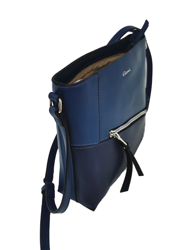 Front Zip Crossbody Bag - Navy