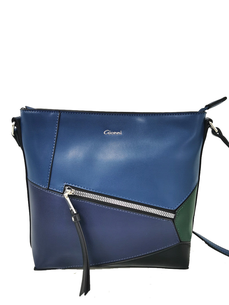 Front Zip Crossbody Bag - Navy