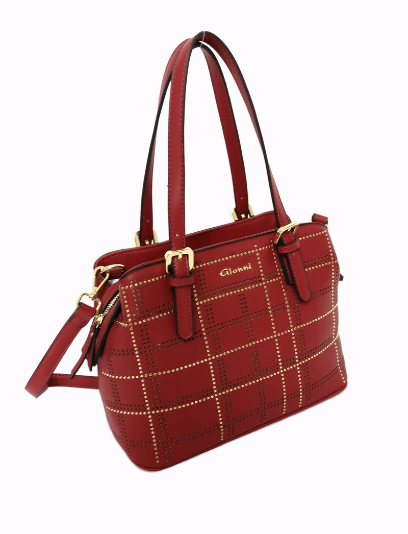 Double Handle Studded Bag - Red