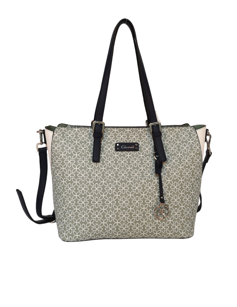 Dahlia Printed Shopper Bag - Mint