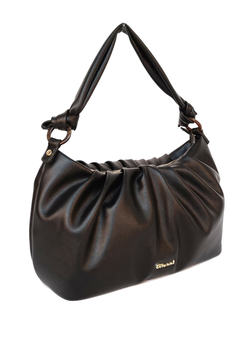 Davana Knot Handle Slouch Hobo - Black