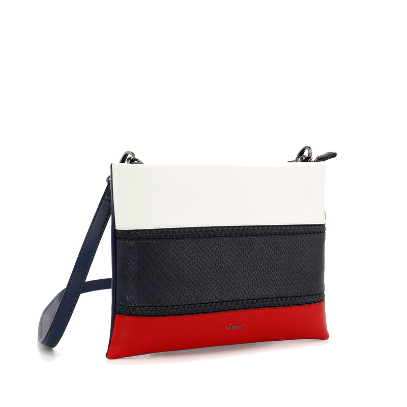 Hibiscus Stripe X-body/Clutch - Navy