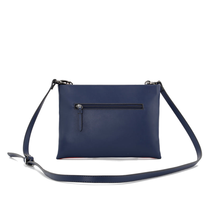 Hibiscus Stripe X-body/Clutch - Navy