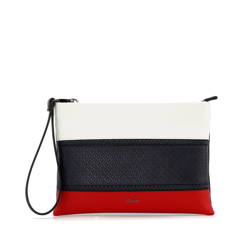 Hibiscus Stripe X-body/Clutch - Navy