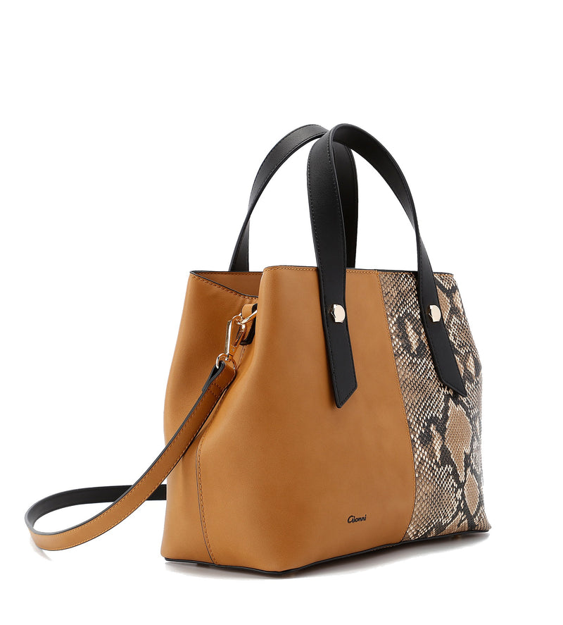 Fig Snake Colour Block Bag - Tan