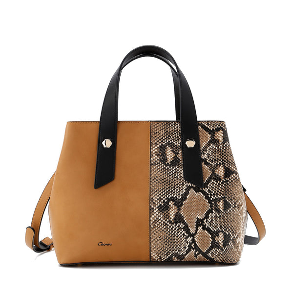 Fig Snake Colour Block Bag - Tan