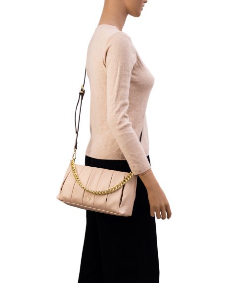 Perla Pleated Chain Crossbody - Nude