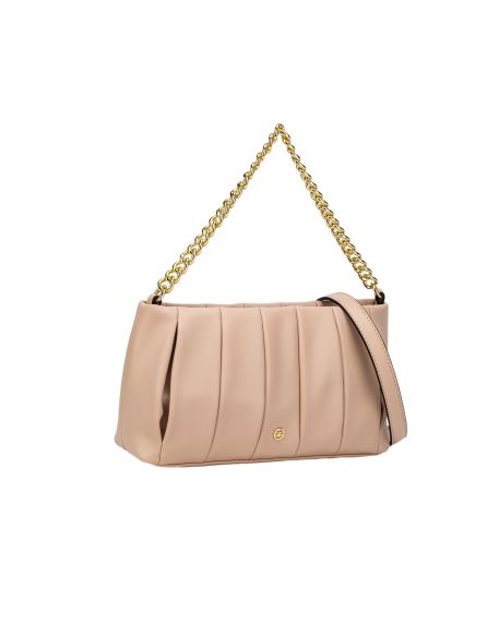 Perla Pleated Chain Crossbody - Nude