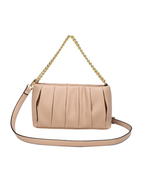 Perla Pleated Chain Crossbody - Nude