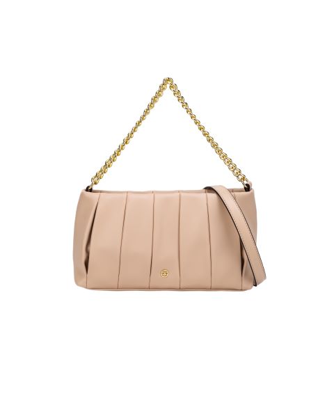 Perla Pleated Chain Crossbody - Nude