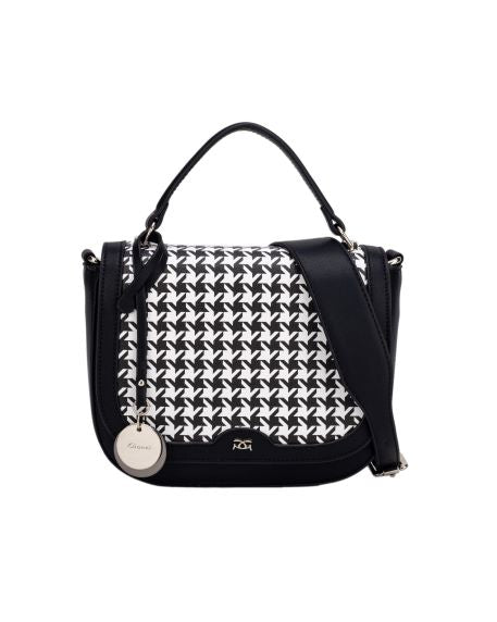 Pessa Houndstooth Saddle Bag - Black