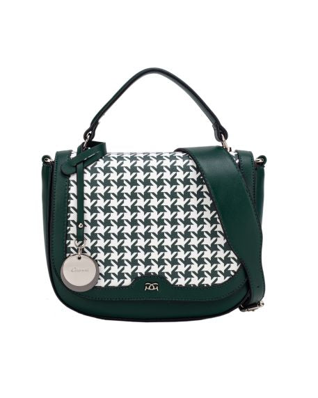 Pessa Houndstooth Saddle Bag - Green