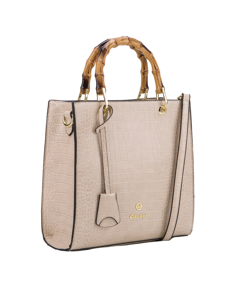 Diani Croc Tote - Beige