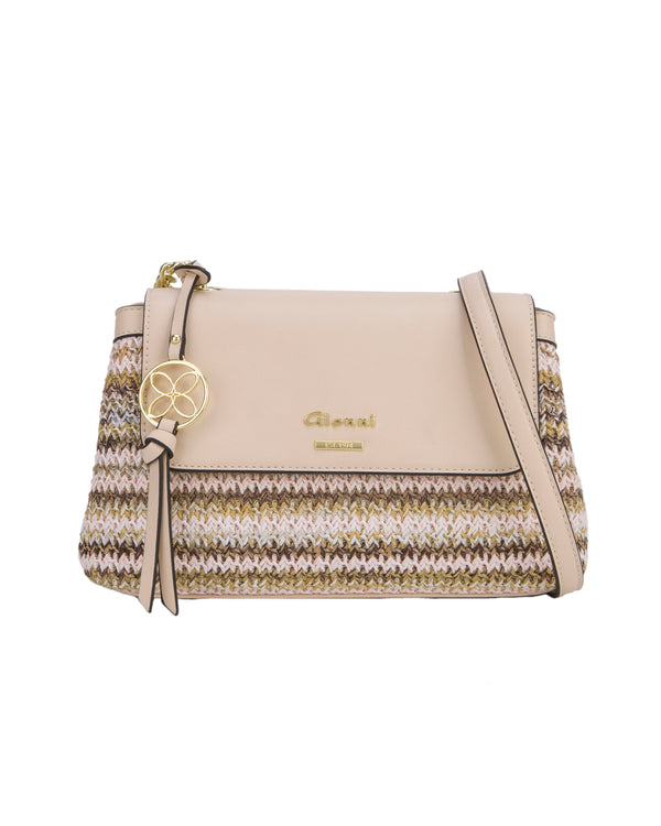 Delmar Striped Straw Foldover Bag - Natural