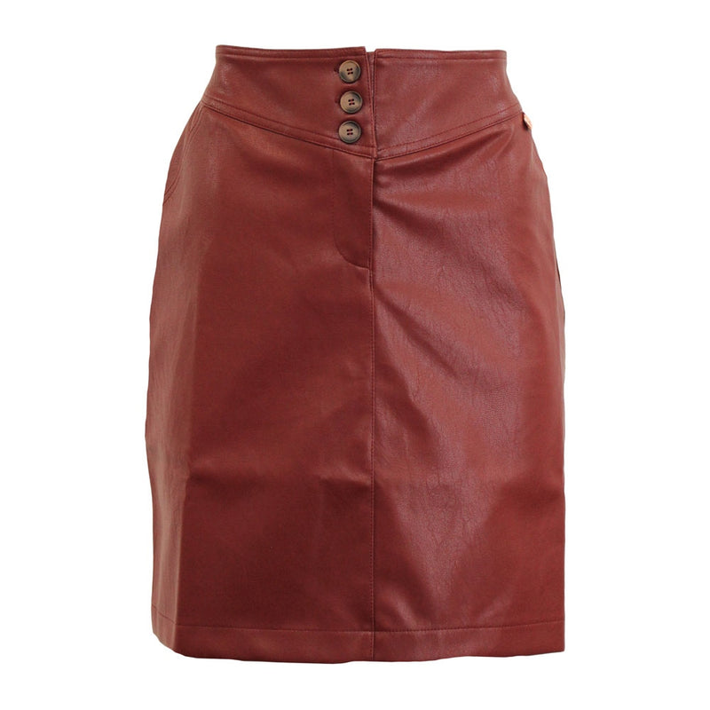 Susan Leatherette Skirt - Berry