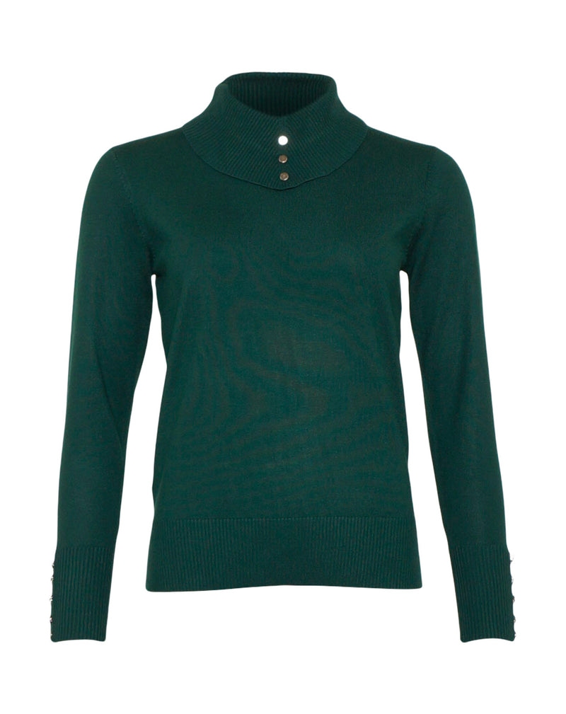 Plain Roll Neck Jumper - Evergreen